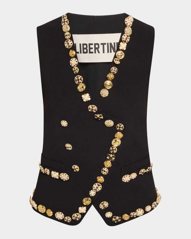 Novelty Button Luxe Double-Breasted Waistcoat